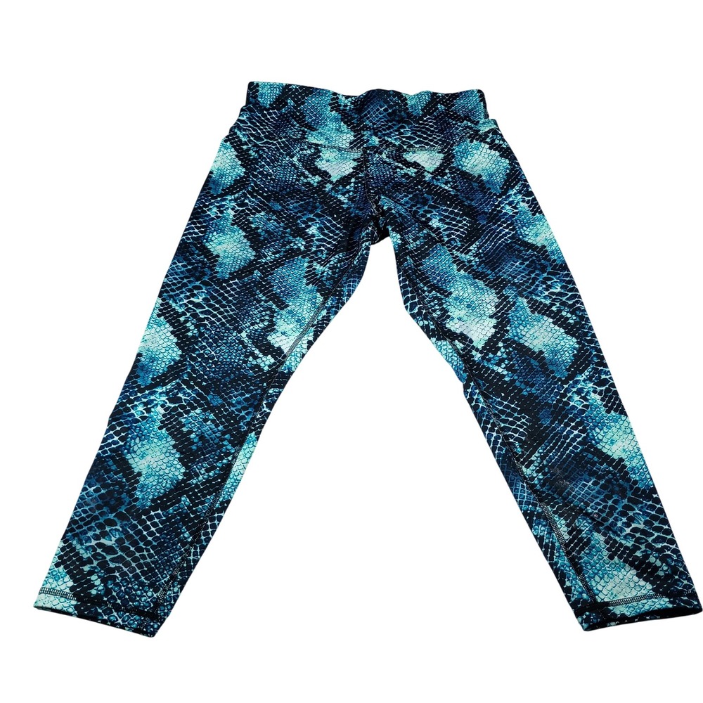 Fitte by Xerso Leggings Women Large Blue Good Snakeskin High Rise Cropped Active